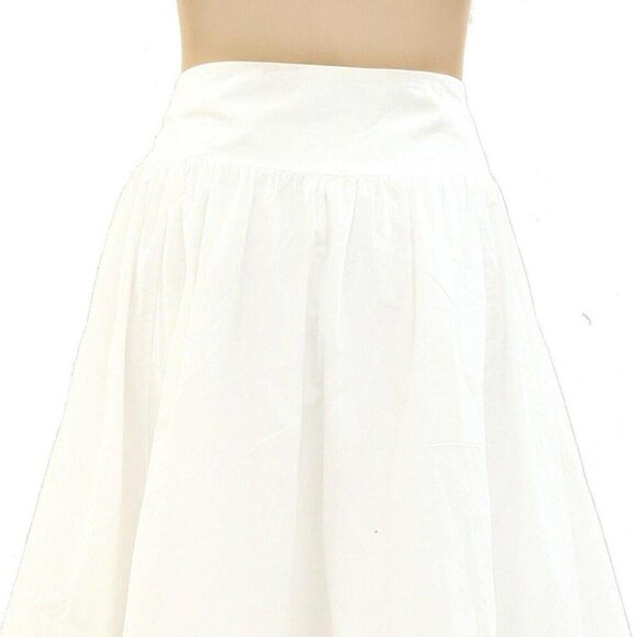 Sandy Liang Solid Pintuck Midi Skirt Pull-on High Waisted White Cotton L - Picture 4 of 4
